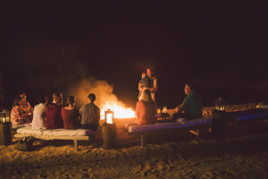 the cove eleuthera wedding beach bonfire