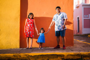 family holdding hands in old san juan puerto rico